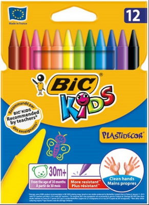 Lapis de Cera Bic Kids Plastidecor 12 Cores (1 Unid.)