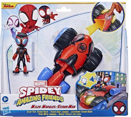 Spidey Figura Miles Morales Veículo Transformável- Techno Racer