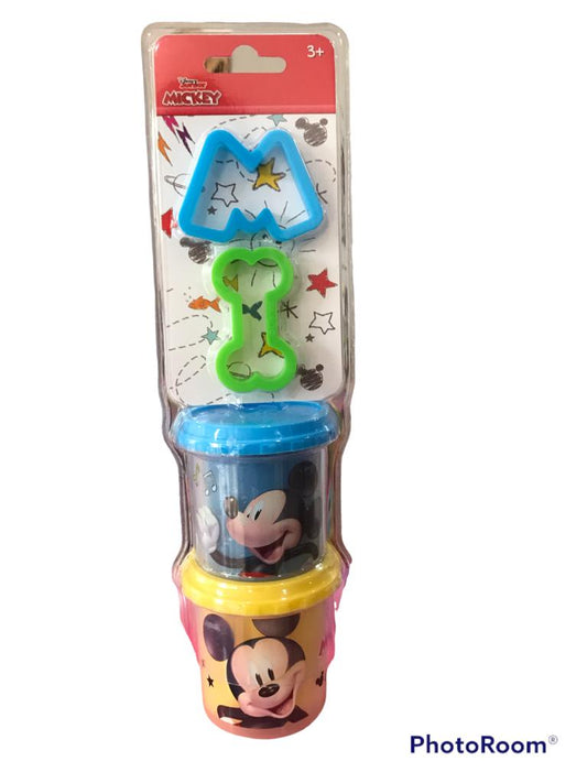 "MICKEY" CONJUNTO DE 2 FRASCOS DE PLASTICINA + MOLDES