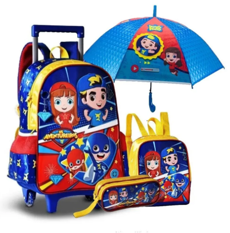 Luccas Neto Mochila + lancheira + porta Lapis + Guarda Chuva