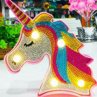 5D Unicorn Diamond Pintura com luzes LED - Pronto Envio