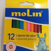Caixa 12 lápis de cor curtos MoLin