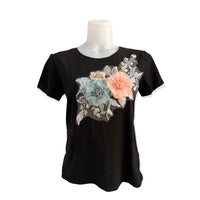 T shirt Feminina Bordada com flores
