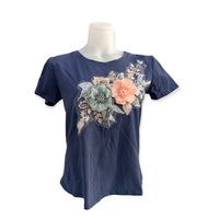T shirt Feminina Bordada com flores
